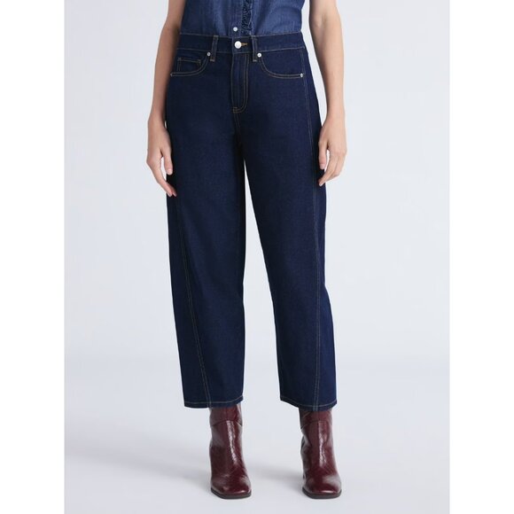 Free Assembly Women's and Women's Plus Barrel Ankle Jeans, 27" Inseam, Size 6 - Picture 1 of 5